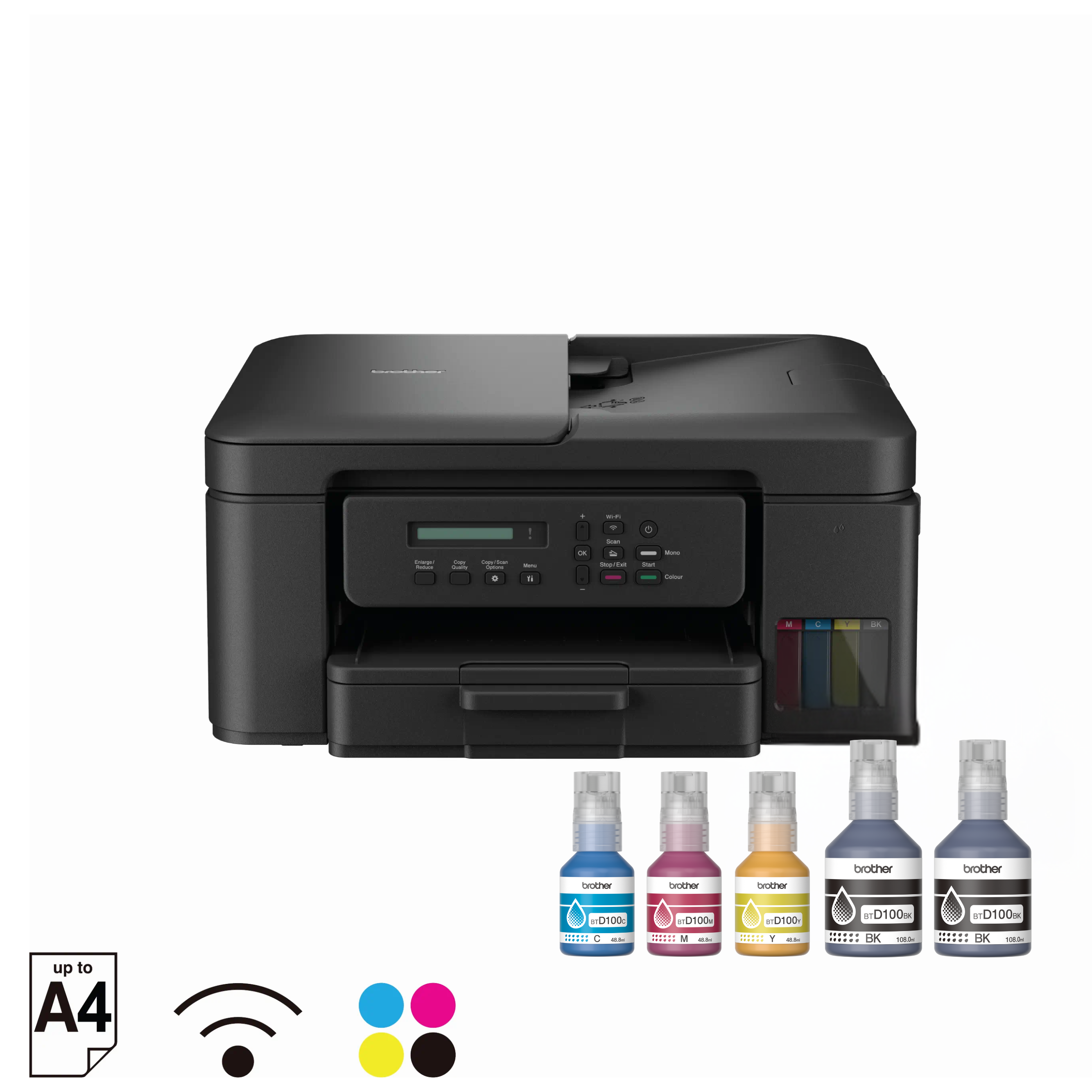 {"en":"Brother Ink Tank DCP-T730DW (New Launch) WIFI Auto Duplex Color Printer with ADF (Borderless Printing) Extra Black Ink Bottle"}